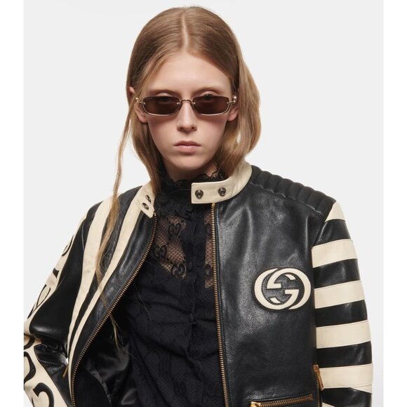 Gucci GG Upside Down Rectangular Sunglasses in Gold New Womens Sunnies - Picture 16 of 16